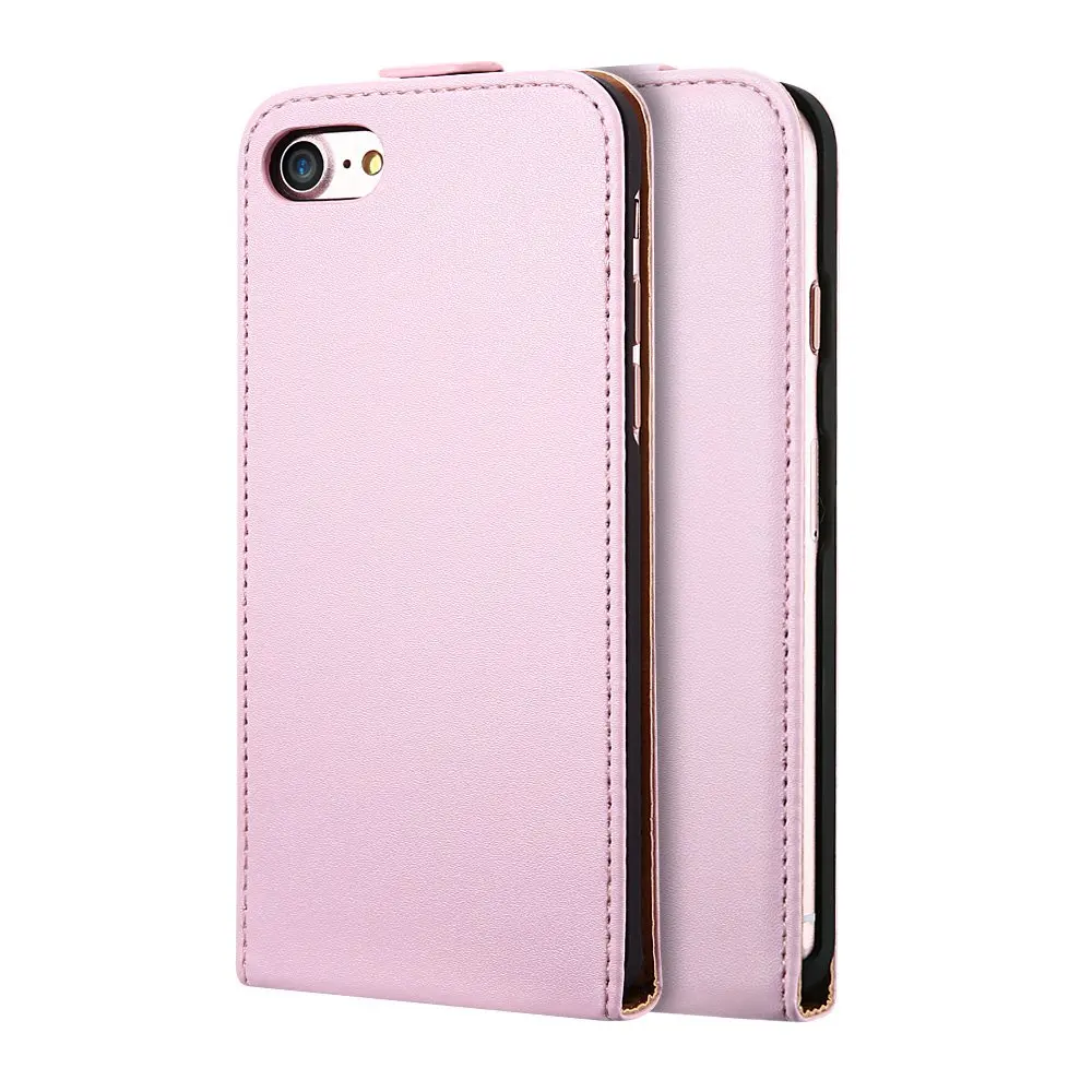 KISSCASE Ретро Вертикальный кожаный для iPhone 6 6s 7 Plus 5S SE крышка Бизнес CasesFor samsung Galaxy S4 мини S7 s6 край S8 плюс - Цвет: Pink