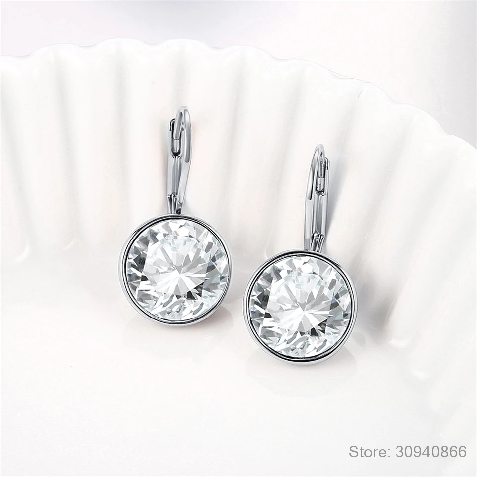 Серебряные Белла серьги гвоздики для женщин белый кристалл от Swarovski модные серьги Свадебные офисные ювелирные изделия подарок