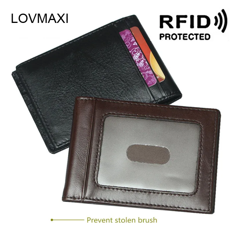 Новинка 100% натуральная кожа RFID Зажимы для денег масло защита кошельки карт