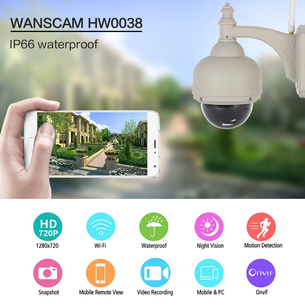 Wanscam HW0038 1.0MP IP камера Wi Fi 720 P обнаружения движения Водонепроницаемая наблюдения