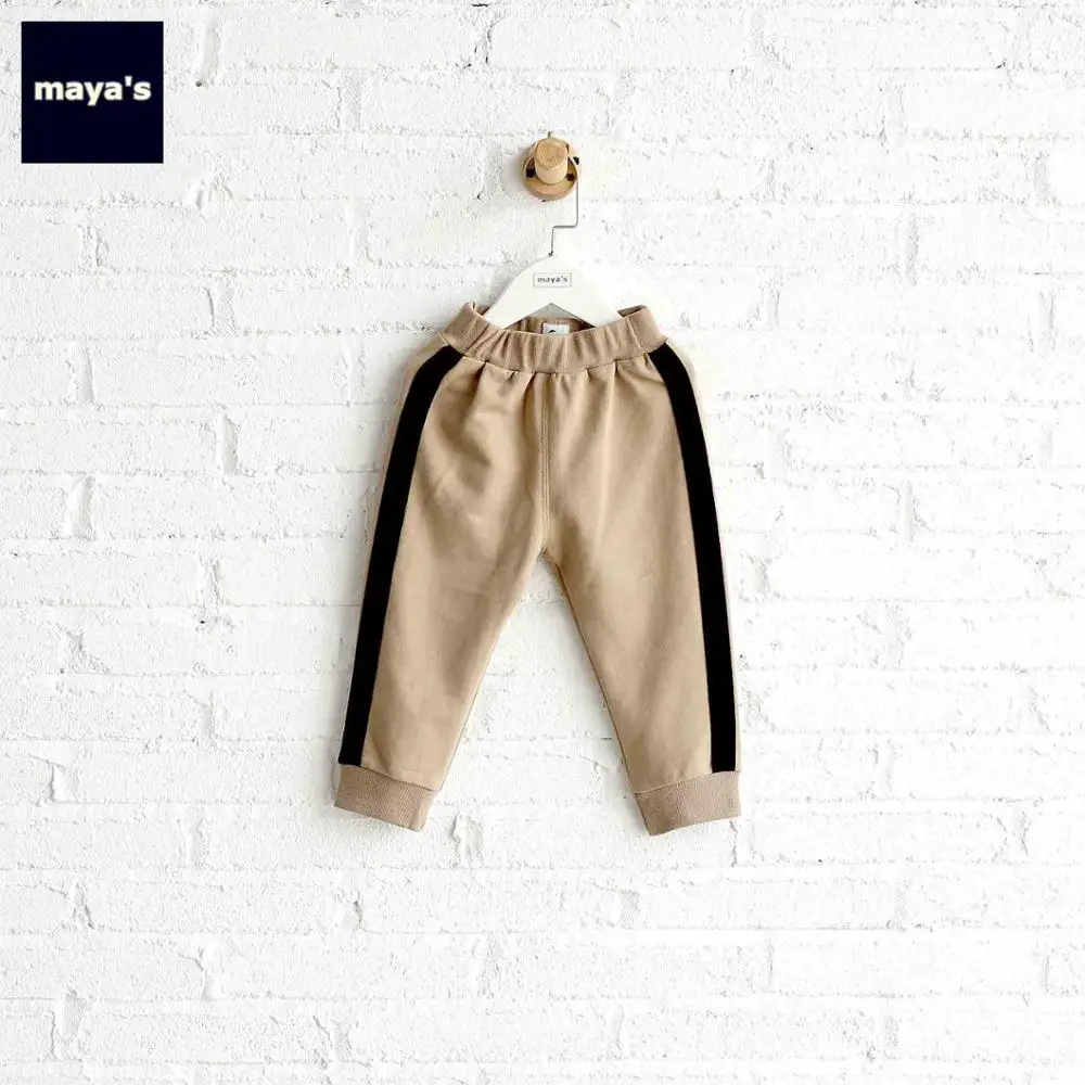 14 Khaki Mayas/новые хлопковые полосатые штаны с боковыми вставками для детей; коллекция года; сезон весна; Новые повседневные дышащие мягкие брюки для малышей; базовая одежда для детей; 81001 - Цвет: 14 Khaki