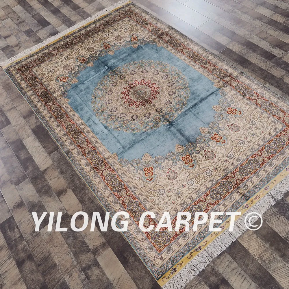 Yilong 5'x8' турецкие узелки персидский шелк дома ручной работы африканские ковры