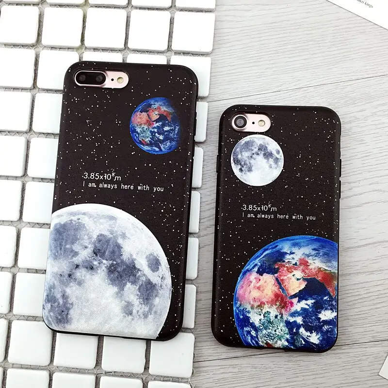 Case для iphone 7 plus in mobile phone case color painting земля луна bird soft задняя крышка 6s 6 splus