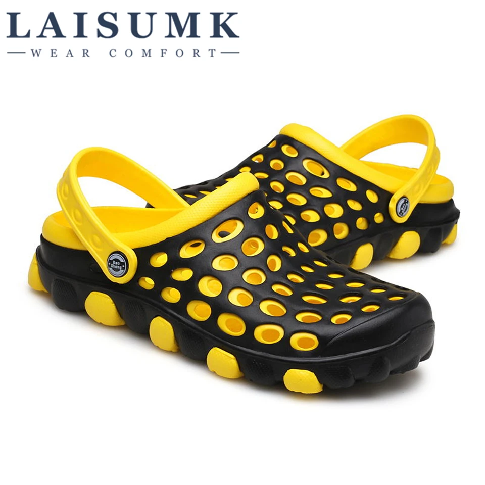 LAISUMK Summer Mens Clogs Beach Slippers For Men Garden Shoes Mule Fashion Candy Color Adult Clog EVA Materials | Обувь