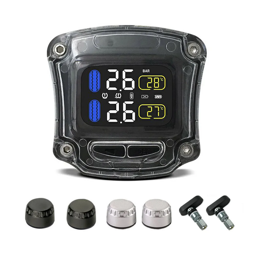 Беспроводная система контроля давления в шинах для мотоциклов TPMS с 2 внешними