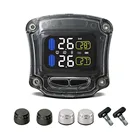 Беспроводная система контроля давления в шинах для мотоциклов, TPMS с 2 внешними внутренними датчиками, ЖК-дисплеем, в режиме реального времени, универсальный