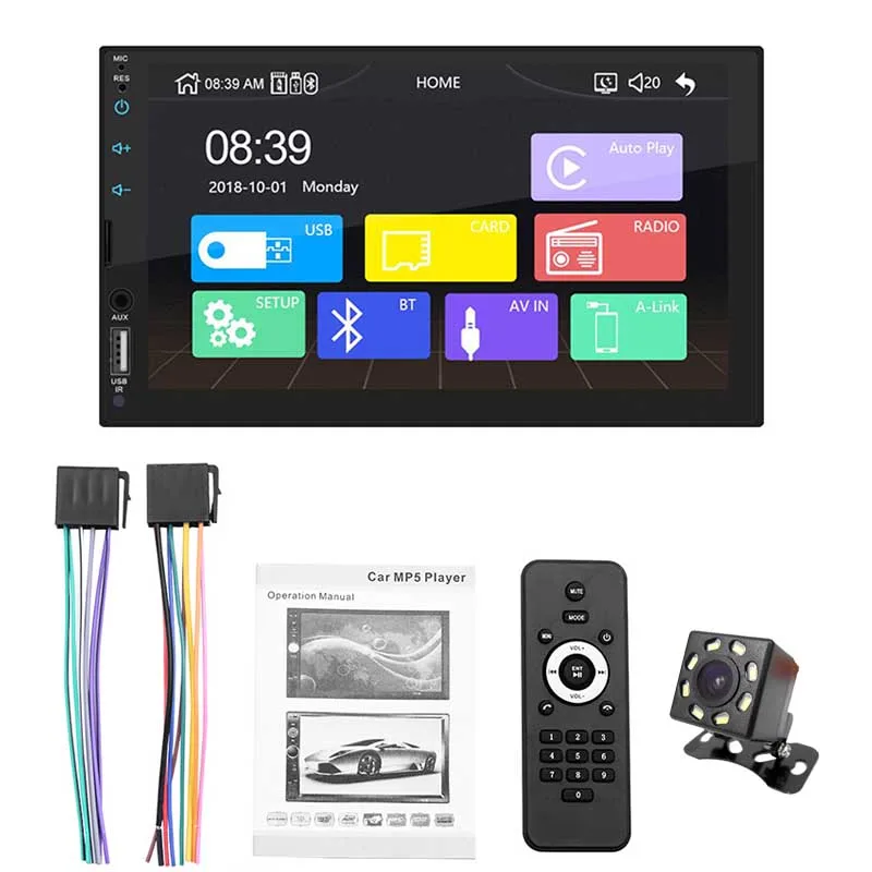 with camera 2 Din Автомагнитола Apple Carplay Android Авто " Сенсорный экран Мультимедийный проигрыватель MP5 Bluetooth Handsfree A2DP USB головное устройство PHYEE X2 - Цвет: with camera