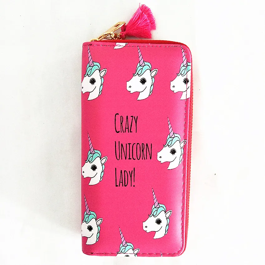 M260 мультяшный женский кошелек милый маленький новый дизайн единорога Длинный из