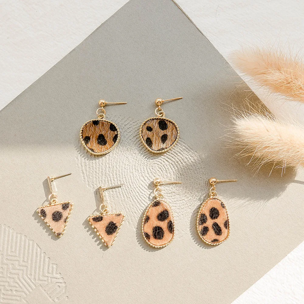 Падение Leopard Длинные висячие серьги женские золотые Цвет геометрический