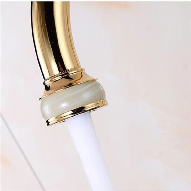 LIUYUE Кухонные смесители золотой Латунный Роскошный кухонный кран нефритовый