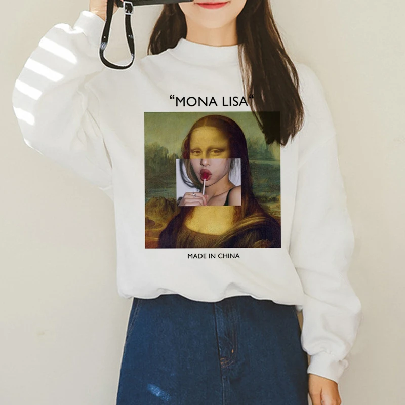 

Mona Lisa Aesthetic Harajuku Hoodies Grunge 90s Graphic Ullzang Funny Cartoon Print Sweatshirt Korean Style Fashion Hoody Female
