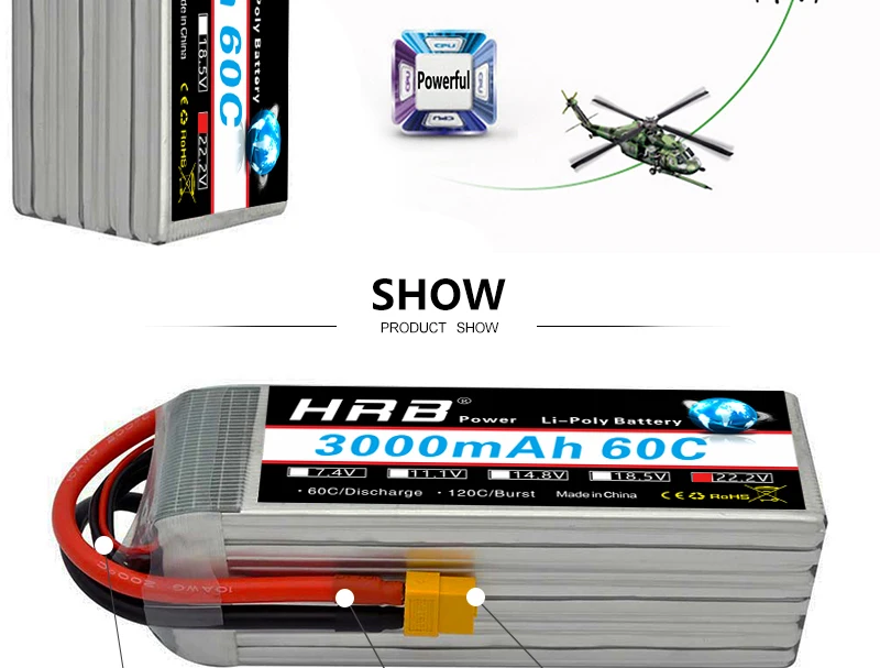 Аккумулятор hrb lipo 6S 22,2 V 3000mAh T Deans XT60 XT90 EC5 TRX 60C Для Hexacopter Heli самолетов Monster Cars Truck лодки RC запчасти