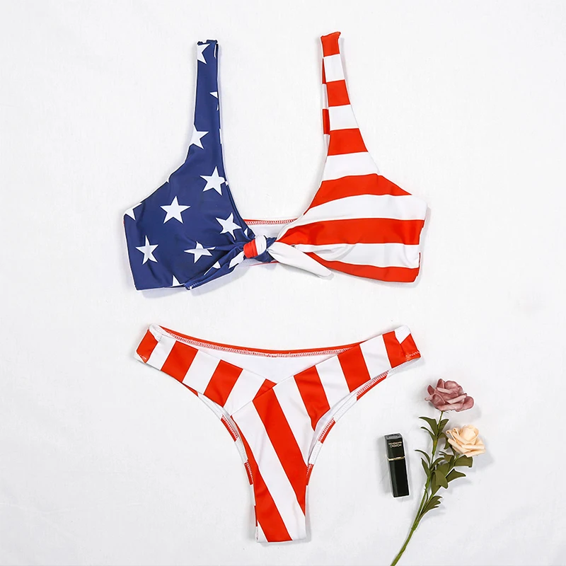 Американский флаг звезды раздельный семейный купальник для родителей и ребенка