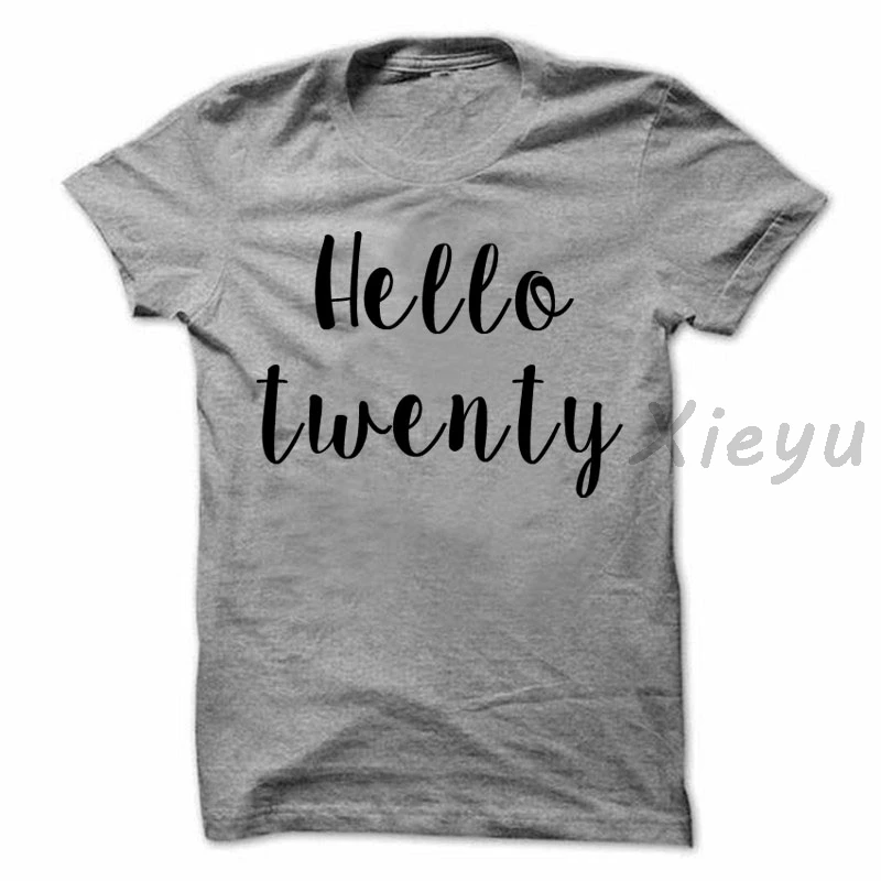 Футболка с надписью Hello twenty хлопковая модная хипстерская футболка унисекс много