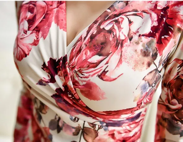 

2019 Autumn Plus Size Asymmetrical Dress Women Print Full Sleeve V-neck Knee-length Dress Elegant Office Ladies Dresses Vestidos