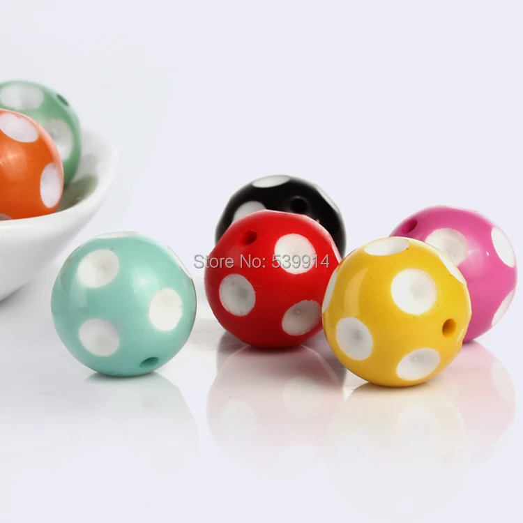Hot Fashion 20mm Bubblegum Beads Mixed Color Polka Dot Chunky Beads Fit Making Necklace&Bracelet