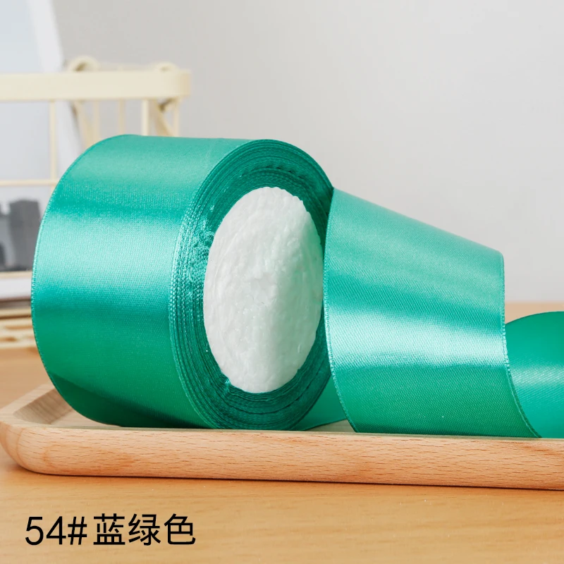 22 метра/рулон 2 дюйма = 5 см шелковые атласные ленты DIY Искусственные розы цветы Свадьба День Рождения Вечеринка Конфеты Подарочная коробка Упаковка Ленты - Цвет: Blue Green