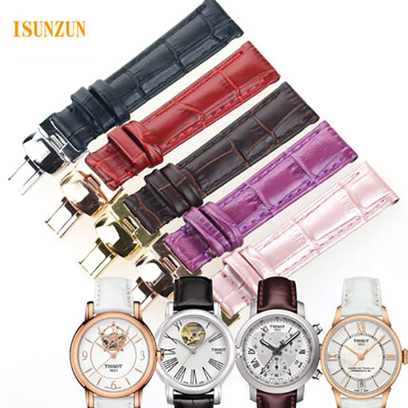 

ISUNZUN Women 16mm Watchband For Tissot T050 Watch Band Female Watch Band For T055/T099/T063 Genuine Leather Watch Strap 16mm