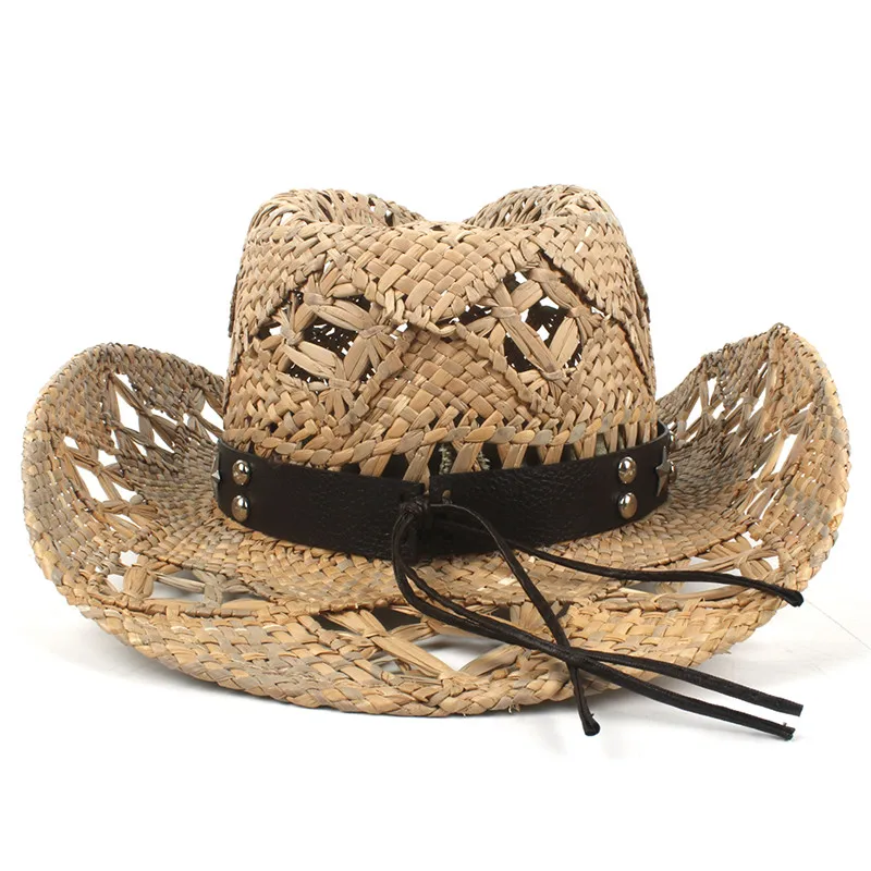 Unisex Womem Men Straw Western Cowboy Hat With Fashion Belt Summer Sun Lifeguard Hombre Sombrero Caps Size 56-58 DropShipping | Аксессуары