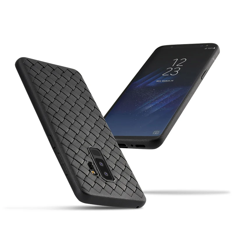 Роскошный чехол для Samsung Galaxy S9 S8 Plus Note 8 A5 A7 A6 A8 J4 J6 9 из плетеной кожи Мягкая