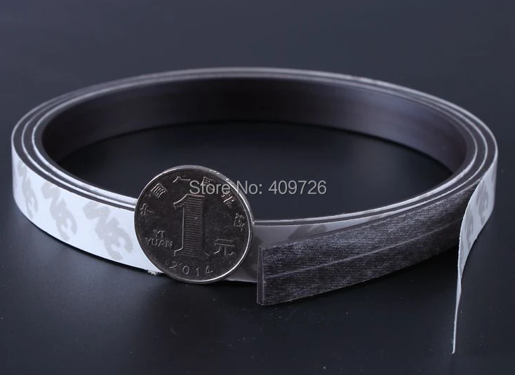 

Free Shipping 2 Meters self Adhesive Flexible Magnetic Strip 3M Rubber Magnet Tape width12mm thickness 2mm
