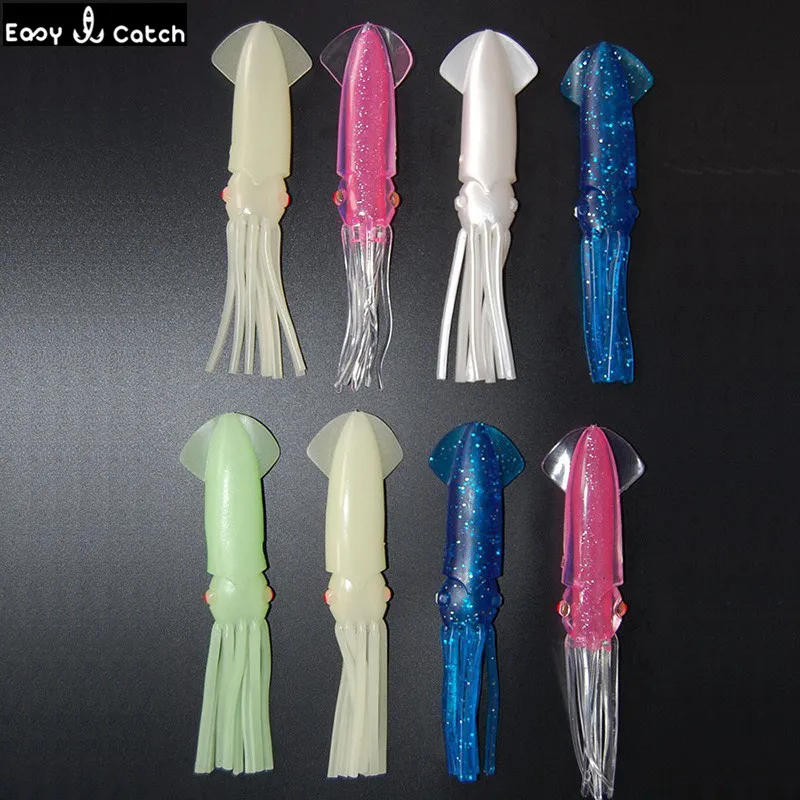 

8pcs 18cm Mixed Color Soft PVC Plastic Squid Fishing Lures Saltwater Fishing Big Luminous Artificial Squid Skirts Bait