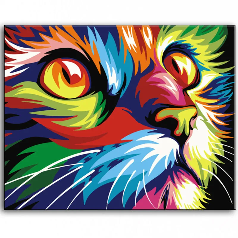 

Oil Painting hand painted Oil Painting cat on Canvas Abstract Animal Wall Art for Home Decoration / no frame AN-127