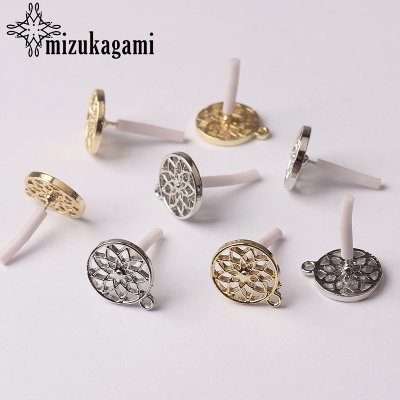 Модные Золотые круглые серьги с цветами из цинкового сплава соединительные