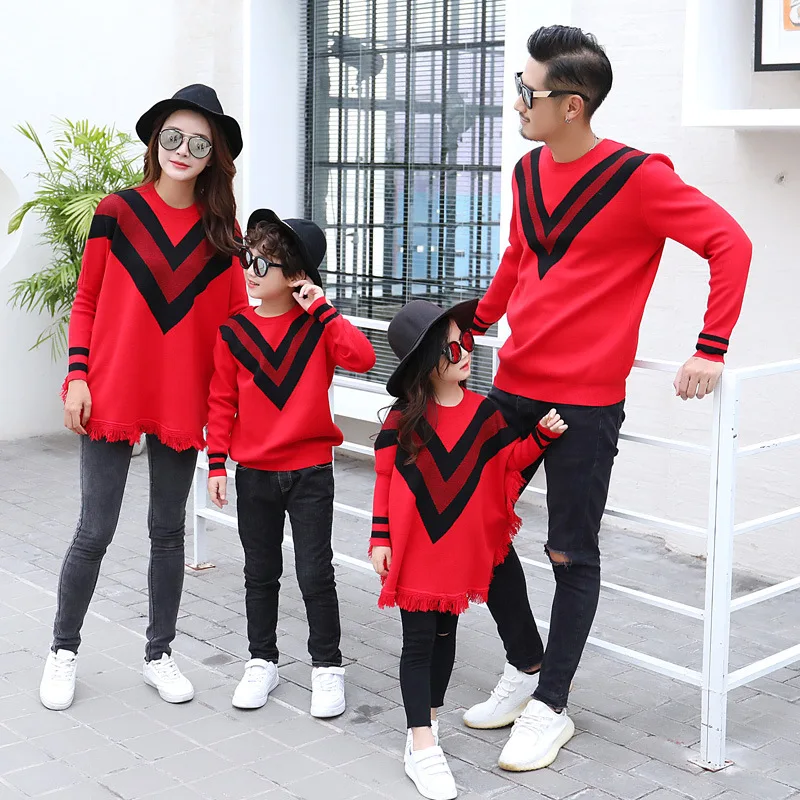 

Family matching clothes new year dress christmas clothes mother daughter dress girls holiday dress couple clothes batwing sleeve