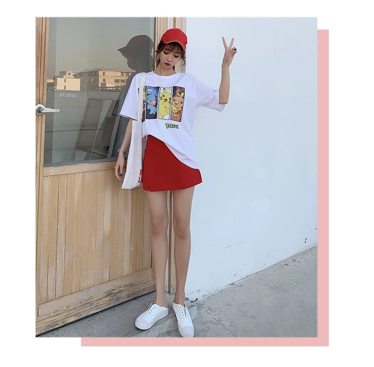 Японская футболка с рисунком Kawaii, летняя свободная футболка с круглым вырезом и коротким рукавом для школьниц, Милая женская уличная одежда в стиле Харадзюку