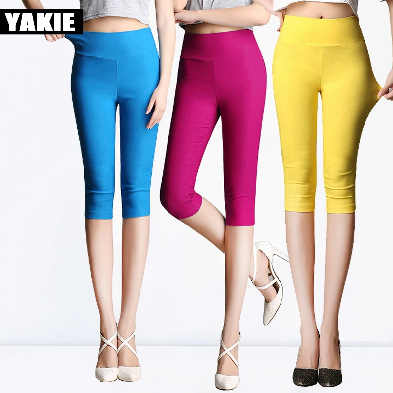 Женские брюки-карандаш летние эластичные Капри ярких цветов размеры 5xl 6xl 2017 |