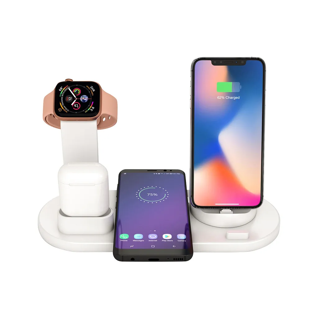 Беспроводной Qi 3 в 1 держатель подставка зарядное устройство для Apple Watch серии 4 3 2 Iphone XS MAX XR 8 Plus X 8+ Iwatch станция# Y8