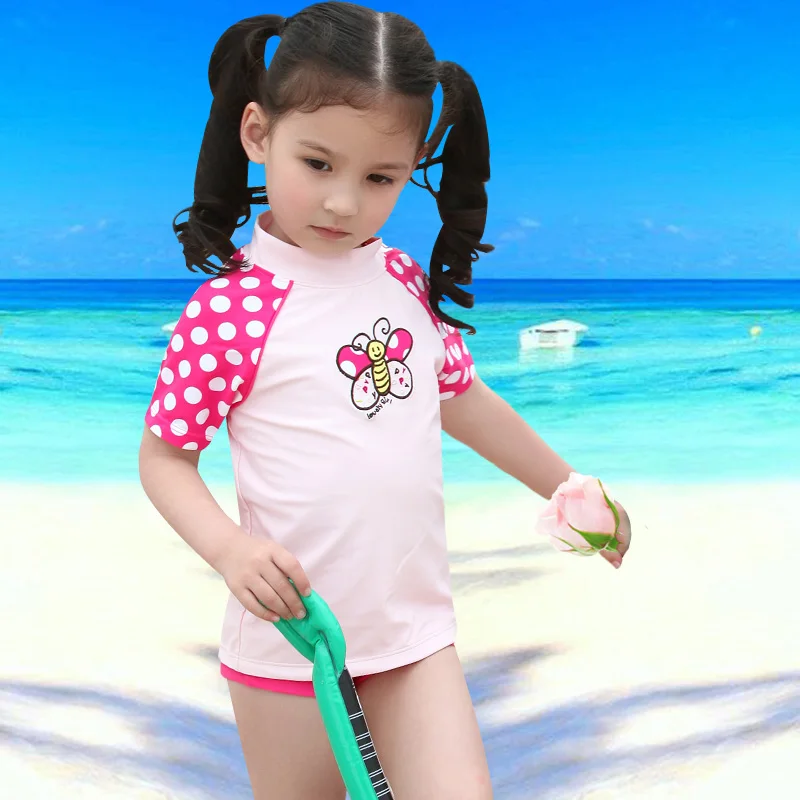 20182 шт. комплект короткий рукав Купальник для девочек купальный костюм мальчиков