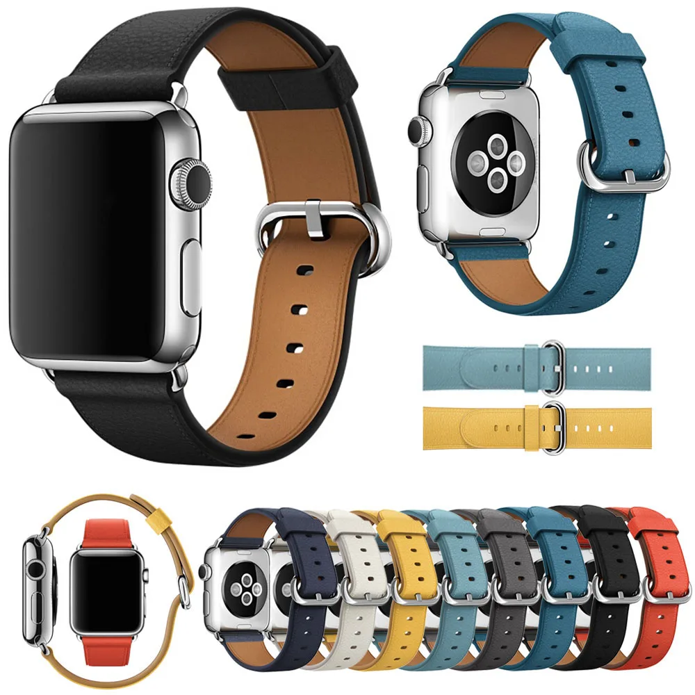 Ремешок для Apple Watch серии 4/5 ремешок 44 мм 40 Классическая Пряжка из натуральной кожи