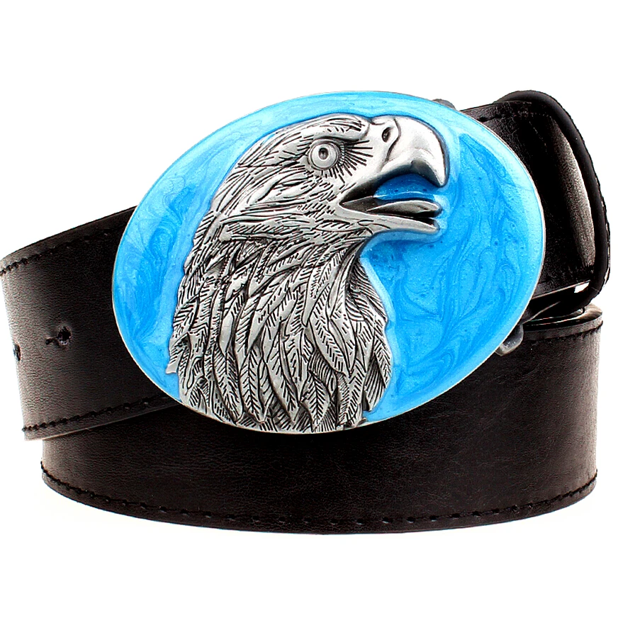 

Wild personality Men's belt metal buckle American bald eagle male leather belt western cowboy style belts trend men gift