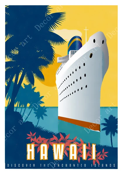 Американский Waikiki праздник Гавайи путешествия холст картина Винтаж стены крафт