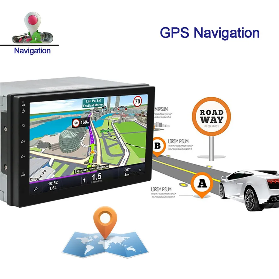 2din Android 7 1 автомобильное радио для Bluetooth Стерео gps wifi RDS FM touch 1024x600 Универсальный dvd