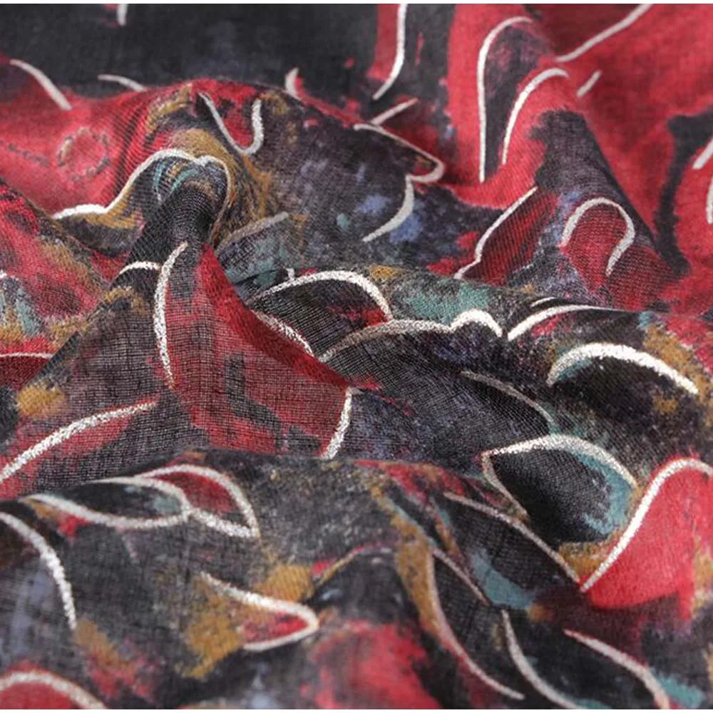 Женские длинные мягкие шарфы FS из хлопка и льна с принтом шали большого размера