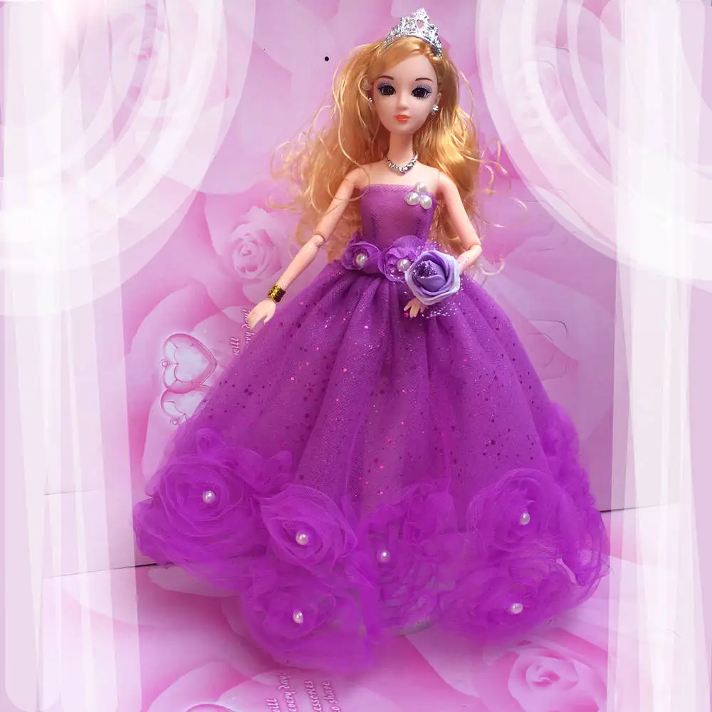 Purple Dress NK один комплект ручной работы куклы одежда модный дизайн кружева свадебное платье вечерние платья для кукол Барби лучшие игрушки подарок JJ - Цвет: Purple Dress