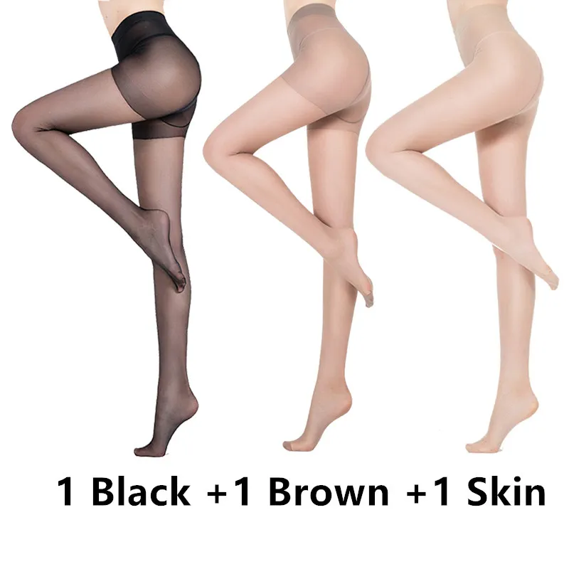 3colors 3pcs Женские дышащие колготки, износостойкие колготки, ультратонкие нейлоновые колготки, эластичные чулки, женские колготки, нижнее белье - Цвет: 3colors 3pcs