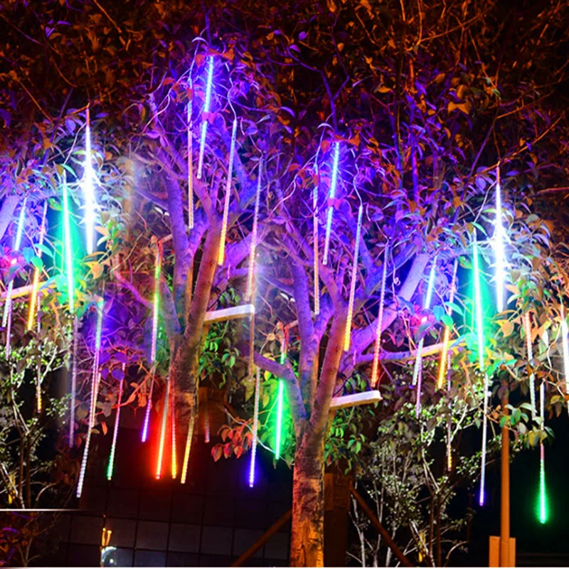3M 144 Leds Fairy Shower Rain String Lights 8 Pcs 30cm Meteor Tube Lamp For Garden Tree Patio Square Wedding Curtain | Освещение