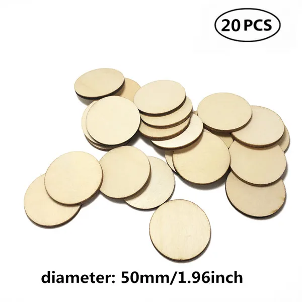 20pcs 5cm 1.96inch 20 шт 50 мм 1,96 Дюймов Деревянный без финишной отделки круглые круги кольцо ремесло изготовление карт Скрапбукинг DIY Украшение Искусство декоративное ремесло - Цвет: 20pcs 5cm 1.96inch
