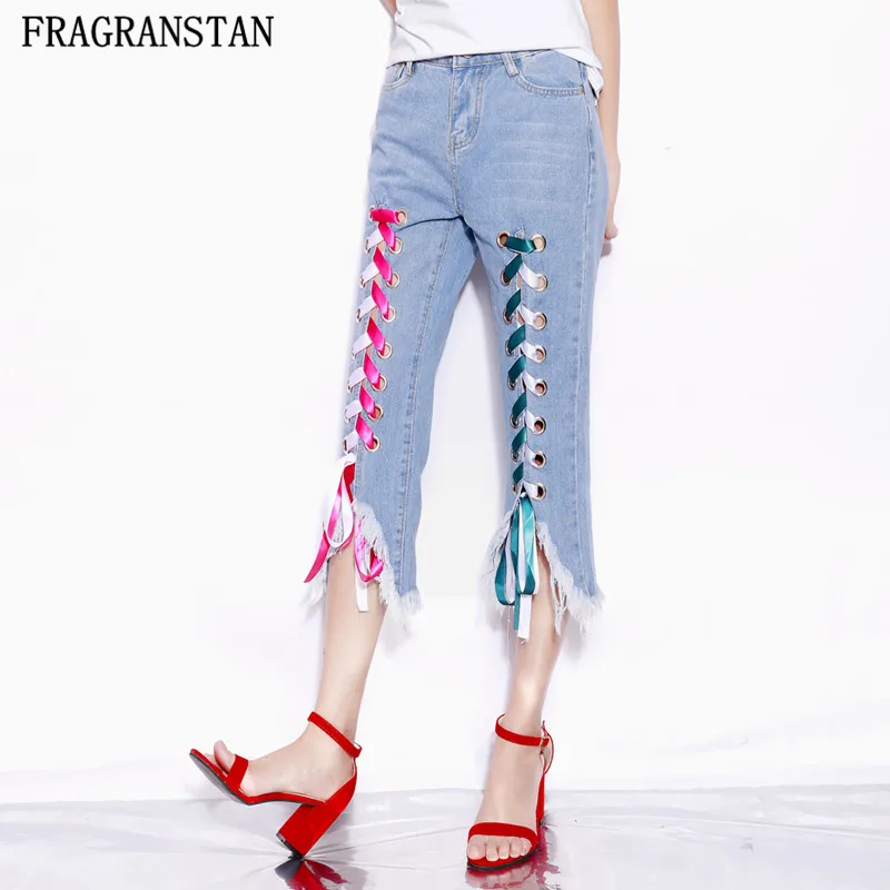 Новинка 2017 модные женские летние свободные облегающие прямые джинсовые голубые