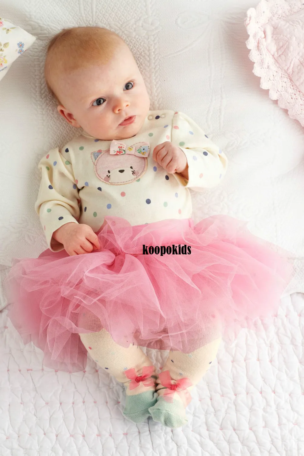 Lovely cat pattern baby girl suit 2 sets: Round dots triangle romper + pleated pink skirt Hot style On selling | Мать и ребенок