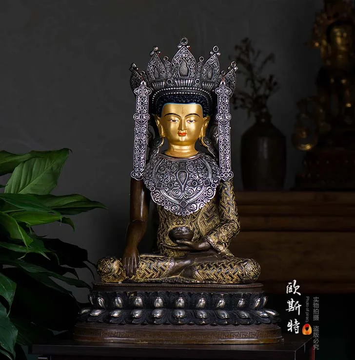 48 см Большая Огромная-хорошая фигура Будды-Тибет Лхаса Jokhang храм Юэ Будды статуя
