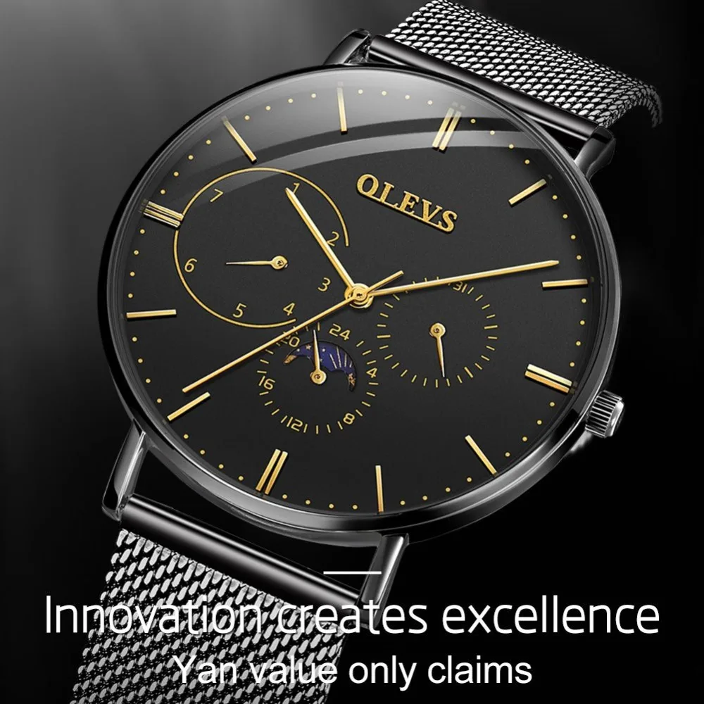 OLEVS брендовые Роскошные полностью из нержавеющей стали часы мужские бизнес