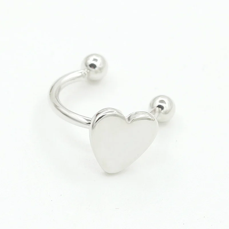 Heart Silver 1 шт. маленькое Золото Серебро Медь Луна Звезда Сердце треугольник непроколотое ухо Клипсы Серьги для женщин Brincos Bijoux - Окраска металла: Heart Silver