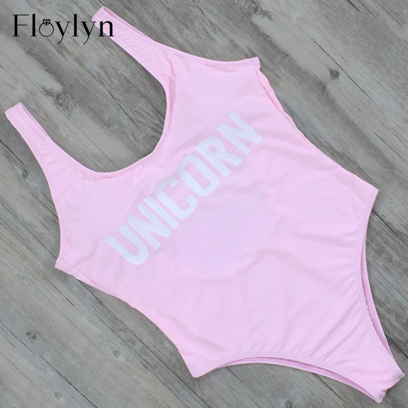 Floylyn Классический женский купальник бикини монокини Цельный с буквенным принтом