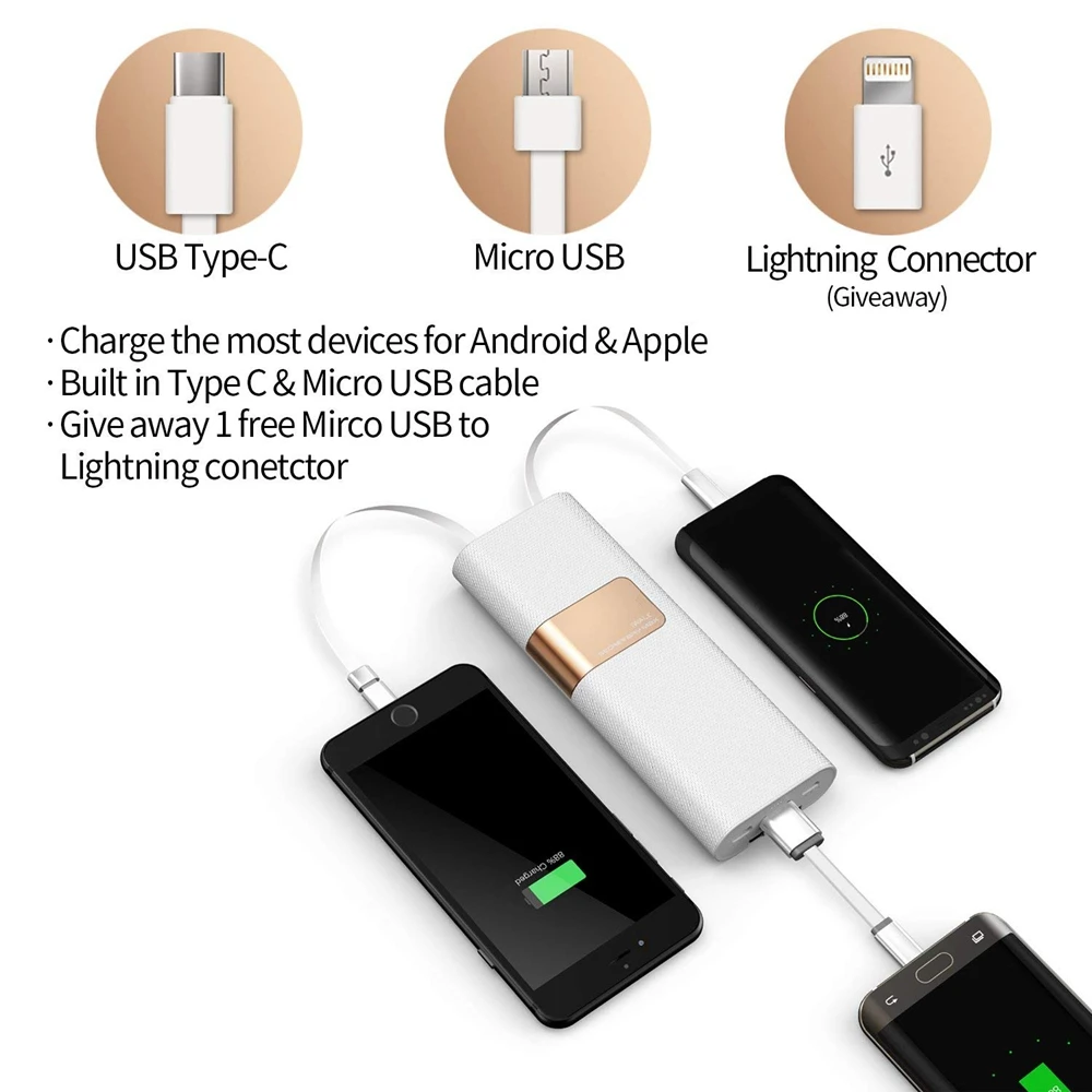 Внешний аккумулятор iWalk 20000 мАч быстрая зарядка QC 3 0 внешний USB C с кабелем Type для