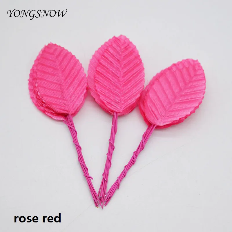 rose red 40 шт. 5 см шелковые листья искусственные форма зеленого листа свадебные украшения DIY ВЕНОК подарок Скрапбукинг Ремесло поддельные цветы - Цвет: rose red